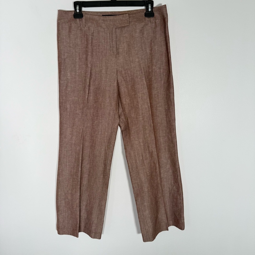 Lafayette 148 Linen Wool Blend Pants Brown Office Career 8P